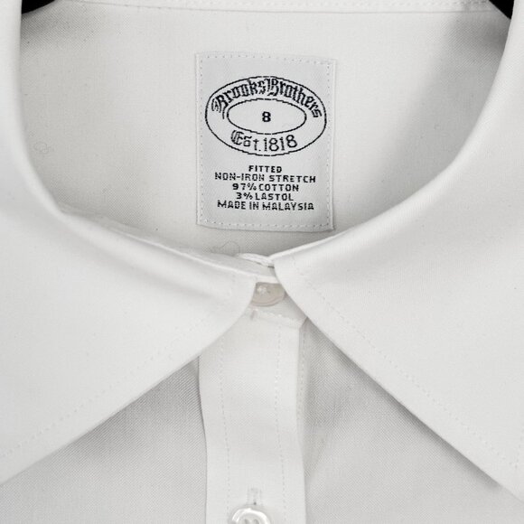 Brooks Brothers Womens Sz 8 Wrinkle-Free White Button-Down Blouse Shirt EUC - Picture 5 of 7